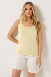LTS PREMIUM Tall Women's Yellow Linen Knitted Vest Top | Long Tall Sally 3