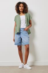M&Co Sage Green Button Through Linen Blouse | M&Co 1