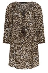 YOURS Plus Size Brown Leopard Print Swing Blouse | Yours Clothing 5