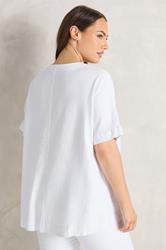 EVANS Plus Size White Premium Linen Front Pleat Top | Evans  4