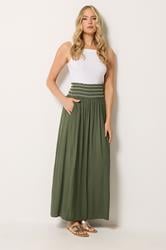 LTS Tall Women's Olive Green Embroidered Waist Maxi Skirt | Long Tall Sally 2