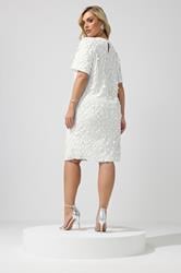 YOURS LONDON Plus Size White Sequin T-Shirt Dress | Yours Clothing 2