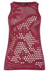 YOURS Curve Burgundy Red Knitted Stitch Detail Vest Top