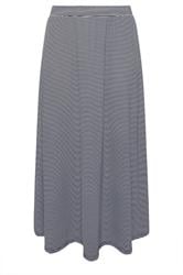 EVANS Plus Size Black & White Stripe Midaxi Skirt | Evans 5