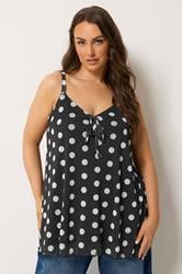 YOURS Plus Size Black Polka Dot Mesh Vest Top | Yours Clothing 3