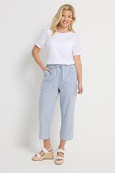 M&Co Blue Stripe Straight Leg Cropped Trousers | M&Co 3