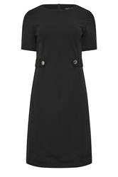 M&Co Black Button Detail Tailored Dress
