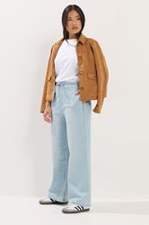 PixieGirl Petite Women's Light Blue Washed Denim Pull-On Wide Leg Jeans | PixieGirl 3