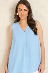 EVANS Plus Size Light Blue Pleat Swing Vest Top | Evans 3