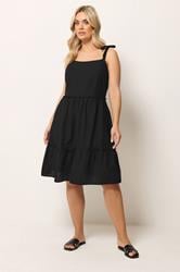 YOURS Plus Size Black Linen Smock Dress | Yours Clothing 1