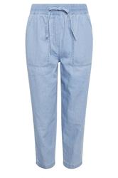 M&Co Blue Lightwash Denim Cropped Cotton Trousers | M&Co 5