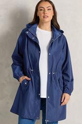 EVANS Plus Size Navy Blue Lightweight Rain Jacket | Evans 3