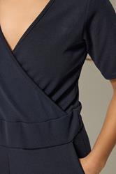 PixieGirl Petite Navy Blue Short Sleeve Wide Leg Jumpsuit | Pixie Girl 4