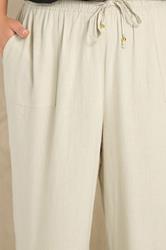 EVANS Plus Size Cream Linen Wide Leg Trouser | Evans 4