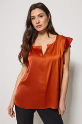 M&Co Orange Frill Sleeve Blouse | M&Co 3