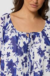 YOURS Plus Size Dark Blue Floral Short Sleeve Pintuck Blouse | Yours Clothing 4
