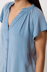 M&Co Petite Light Blue Button Front Blouse | M&Co 4