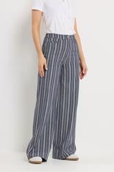 LTS Tall Women's Denim Blue Stripe Cotton Wide Leg Jeans | Long Tall Sally 2