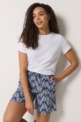 M&Co Women's Navy Blue & White Leaf Print Shorts | M&Co 3