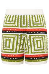 LIMITED COLLECTION Plus Size Ivory White & Green Stripe Crochet Shorts | Yours Clothing 5
