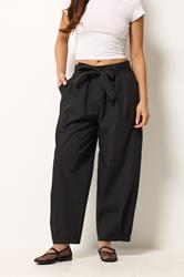 PixieGirl Petite Women's Black Poplin Barrel Trousers | PixieGirl 1