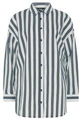 YOURS Curve Navy Blue Stripe Linen Shirt