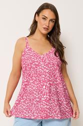 YOURS Plus Size Pink Floral Print Button Cami Vest Top | Yours Clothing 3