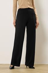 LTS Tall Women's Black Textured Seam Front Wide Leg Trousers | Long Tall Sally 1