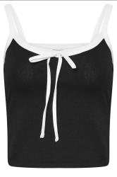 PixieGirl Petite Women's Black Contrast Drawstring Vest Top | PixieGirl 5