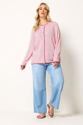 YOURS Plus Size Pink Scallop Edge Cardigan | Yours Clothing 1