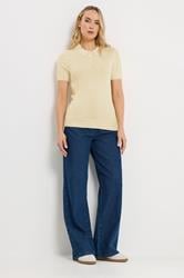 LTS Tall Women's Yellow Knitted Polo Top | Long Tall Sally 1