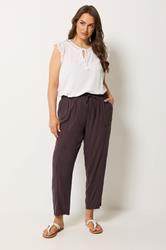 YOURS Plus Size Purple Chambray Barrel Trousers | Yours Clothing 1