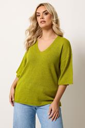 YOURS Plus Size Green Knitted T-Shirt | Yours Clothing 3