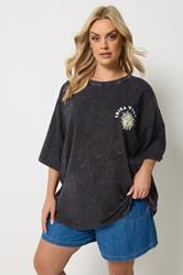 YOURS Plus Size Grey Acid Wash 'Solar Dreams' T-Shirt | Yours Clothing 2