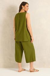 EVANS Plus Size Set Green Linen Vest & Trouser | Evans 2
