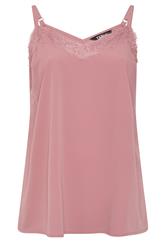 YOURS Curve Pink Lace Insert Vest Top