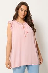 YOURS Plus Size Dusky Pink Tie Neck Blouse | Yours Clothing 3