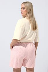 LIMITED COLLECTION Plus Size Pink Gingham Jersey Shorts | Yours Clothing 2