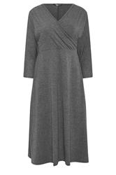 PixieGirl Petite Charcoal Grey Wrap Midi Dress