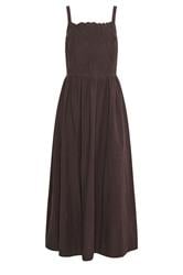 M&Co Chocolate Brown Linen Embroidered Trim Maxi Dress