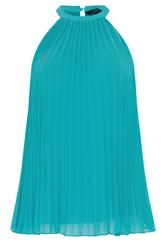 STAR Turquoise Blue Pleated Halterneck Top