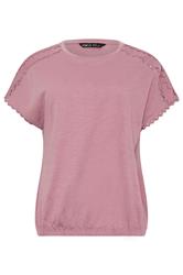 M&Co Pink Scallop Trim Detail Cotton Top