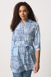 M&Co Blue Tile Printed Belted Tunic Shirt | M&Co 3