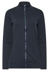 LTS Tall Women's Navy Blue Ribbed Zip Through Top | Long Tall Sally 1