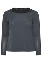 LIMITED COLLECTION Curve Grey 2-In-1 Ribbed Long Sleeve T-Shirt