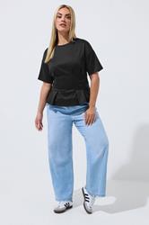 LIMITED COLLECTION Plus Size Black Cinched Waist T-Shirt | Yours Clothing 1