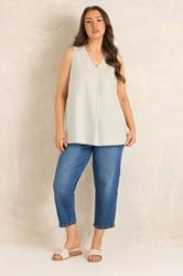 EVANS Plus Size White Premium Linen Vest Top | Evans 1