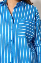YOURS Plus Size Blue & White Striped Shirt | Yours Clothing 6