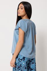 M&Co Petite Light Blue Button Front Blouse | M&Co 2