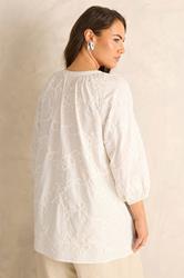 EVANS Plus Size Ivory White Floral Embroidered Cotton Blouse | Evans 4